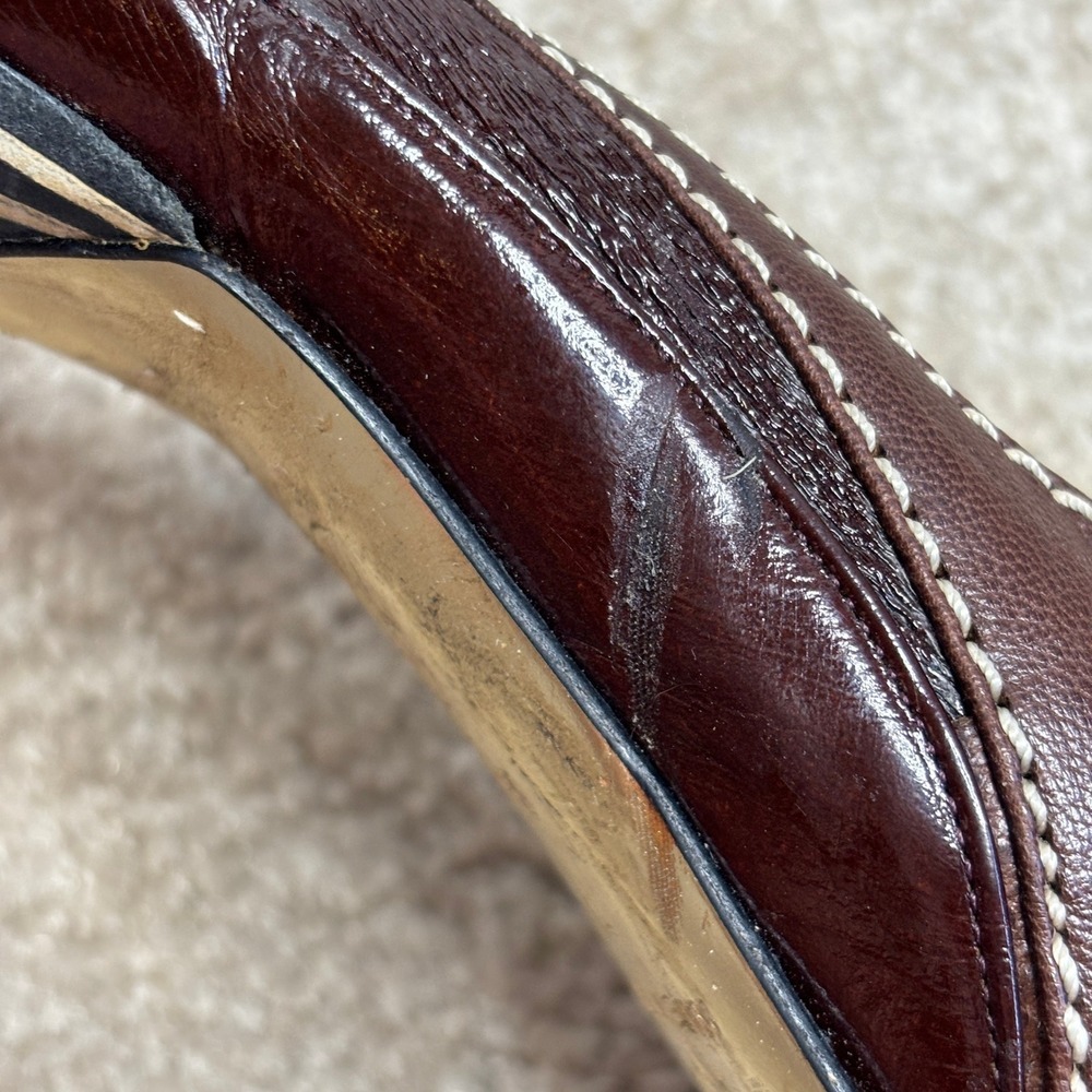 Zac Posen Brown Leather Peep Toe Slingback Y2K Striped Heels Size 7 - Picture 10 of 13